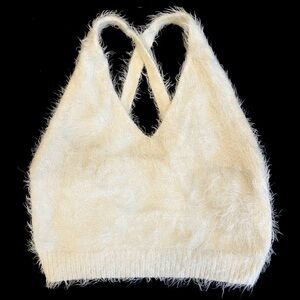 Soft Fuzzy Cream Textured Top